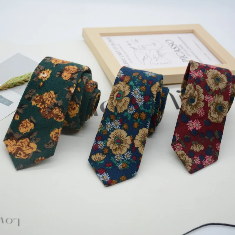 6Cm Breedte Bloemen Stropdassen Voor Mannen Katoen Gestreepte Hals Stropdassen Shirt Jurk Accessoires Jonge Meisjes Jongen Dagelijkse Stropdas Zacht Cravate