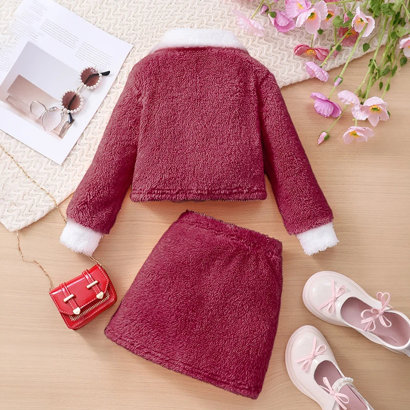 Autumn And Winter Women's, Middle School, And Children's Casual, Fashionable, Elegant Fur Coat&Skirt Two-Piece Set