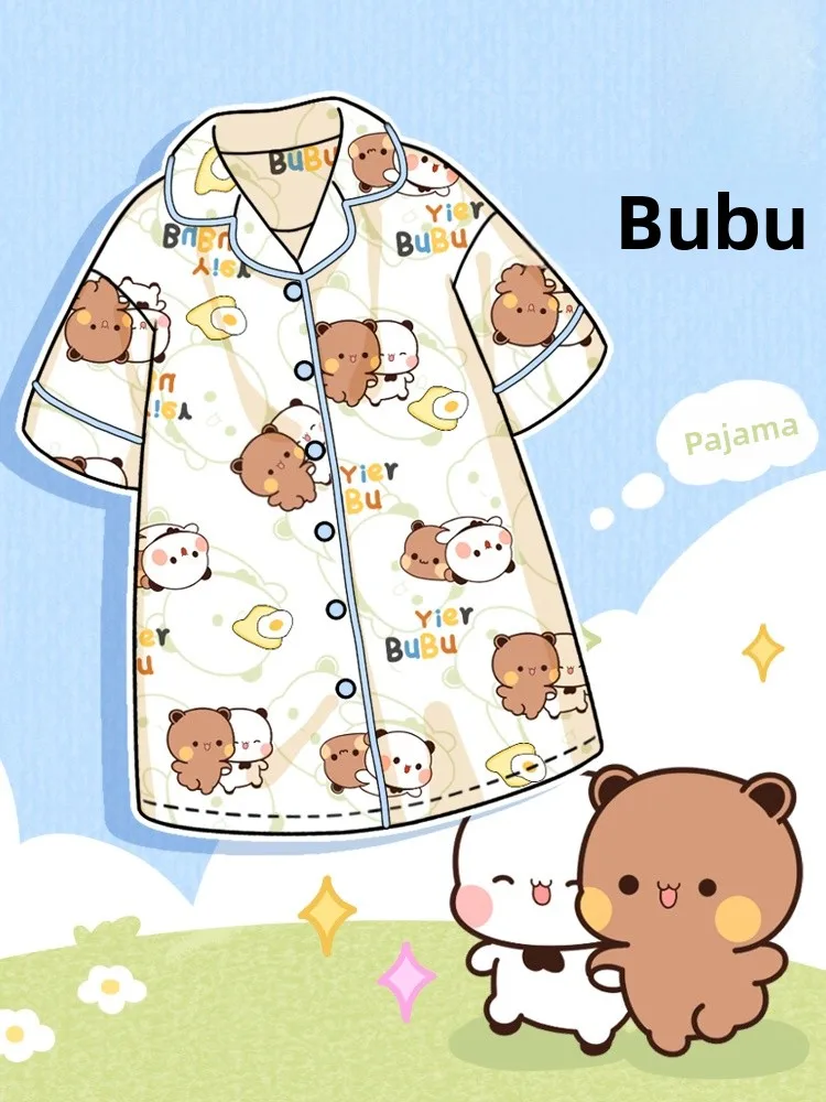 

Cute Cartoon Pure Cotton Summer Thin ort Sve Spwear Women's Home Clothes Comfortable Breathable Lightweight Nightgown