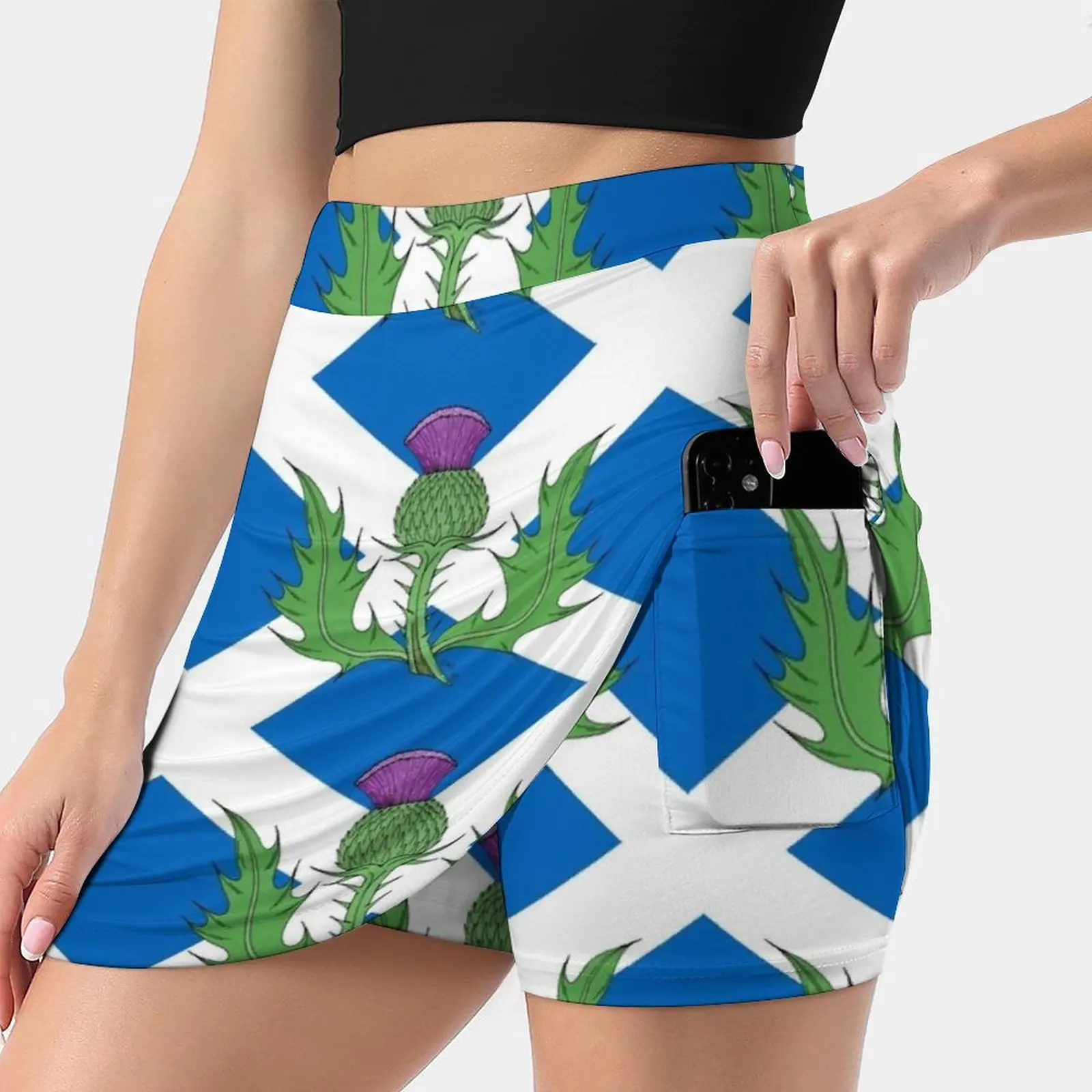 Scottish Thistle & Saltire Women's skirt Mini Skirts A Line Skirt With Hide Pocket Thistle Scottish Thistle Floral Emblem Of