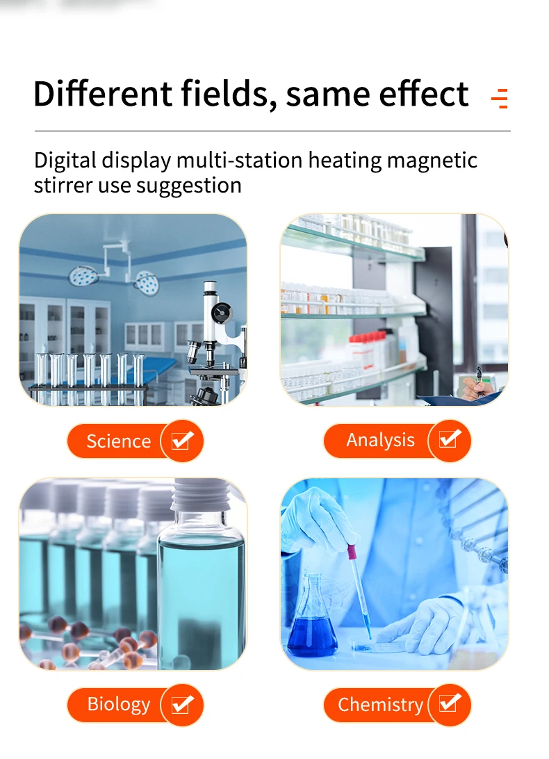 6-Digit Digital Double Row Hot Plate Magnetic Stirrer for Laboratory Heating Equipment