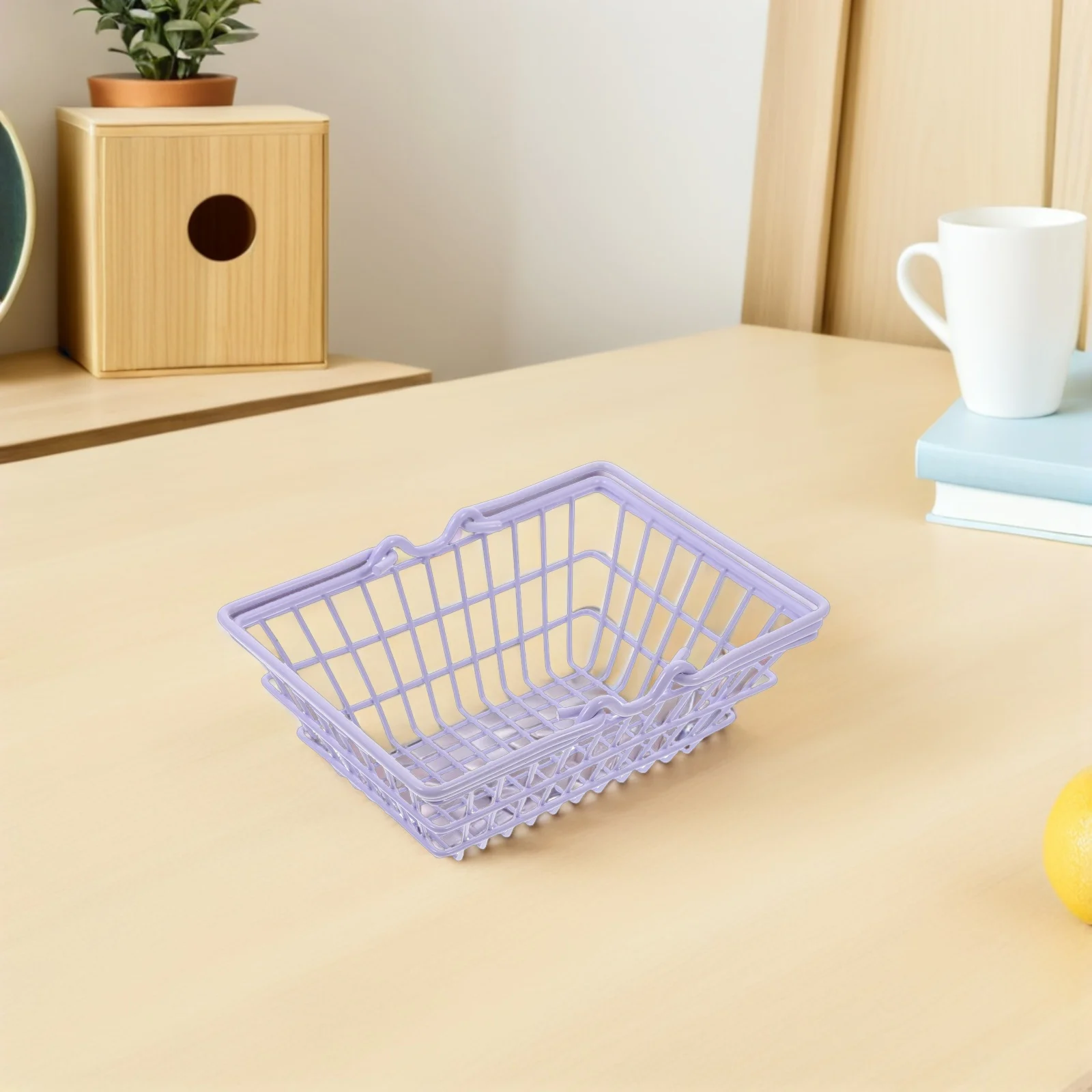 Panier de courses pour enfants, 2 pièces, Mini fil métallique, petits paniers d'épicerie, poignées, organisateur de rangement pour jeu de simulation, pour les tout-petits filles