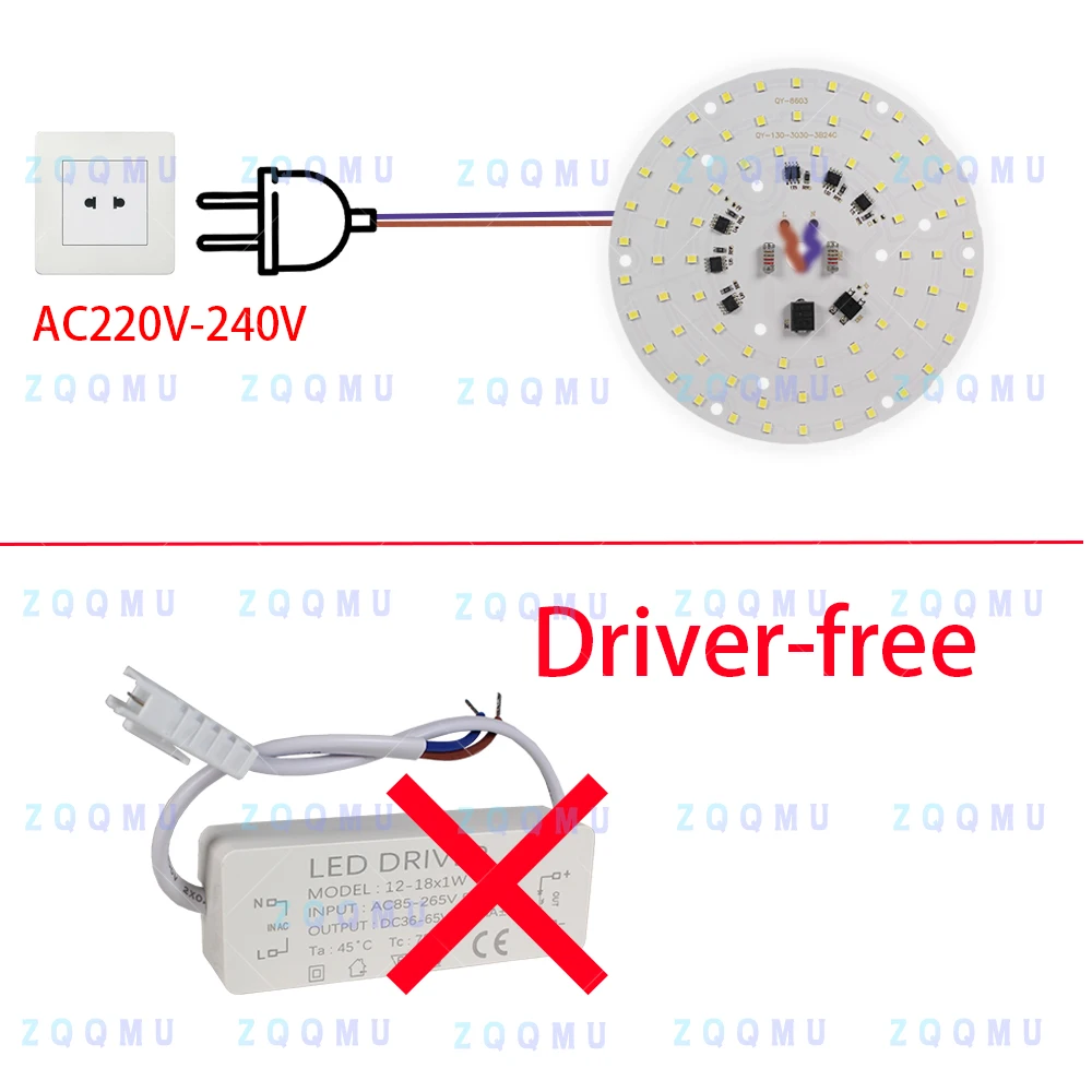 AC220V LED Chip 100W 150W 300W 500W Driverless SMD Module For Ceiling Fan Wall Lamp Chandelier Downlight DIY PCB Board Light