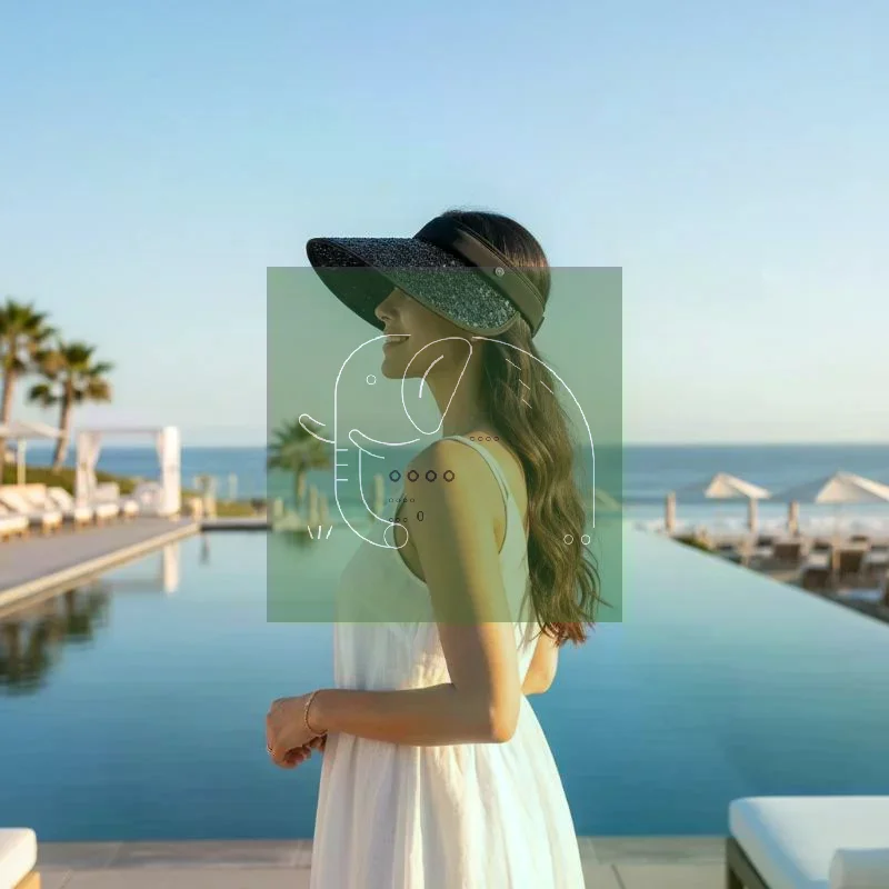 Sequin Wide Brim Sun Visor Hat UV Protection Foldable Empty Top Cap For Women Outdoor Beach Travel