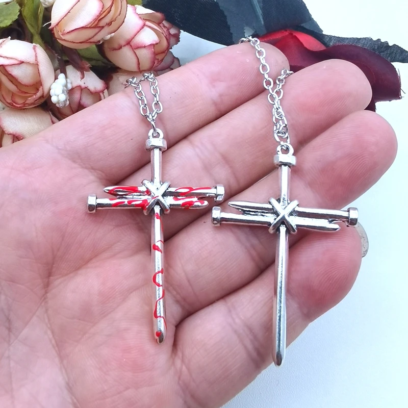 Men's Jewelry Black Necklace Nail Cross Pendant Necklace Christian Church Baptist Men's Wholesale