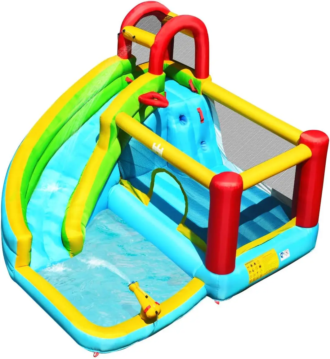 Nadmuchiwana zjeżdżalnia wodna i Bounce House z basenem, ścianą wspinaczkową, dmuchaną zjeżdżalnią wewnętrzną/zewnętrzną dla dzieci i dorosłych (735w B