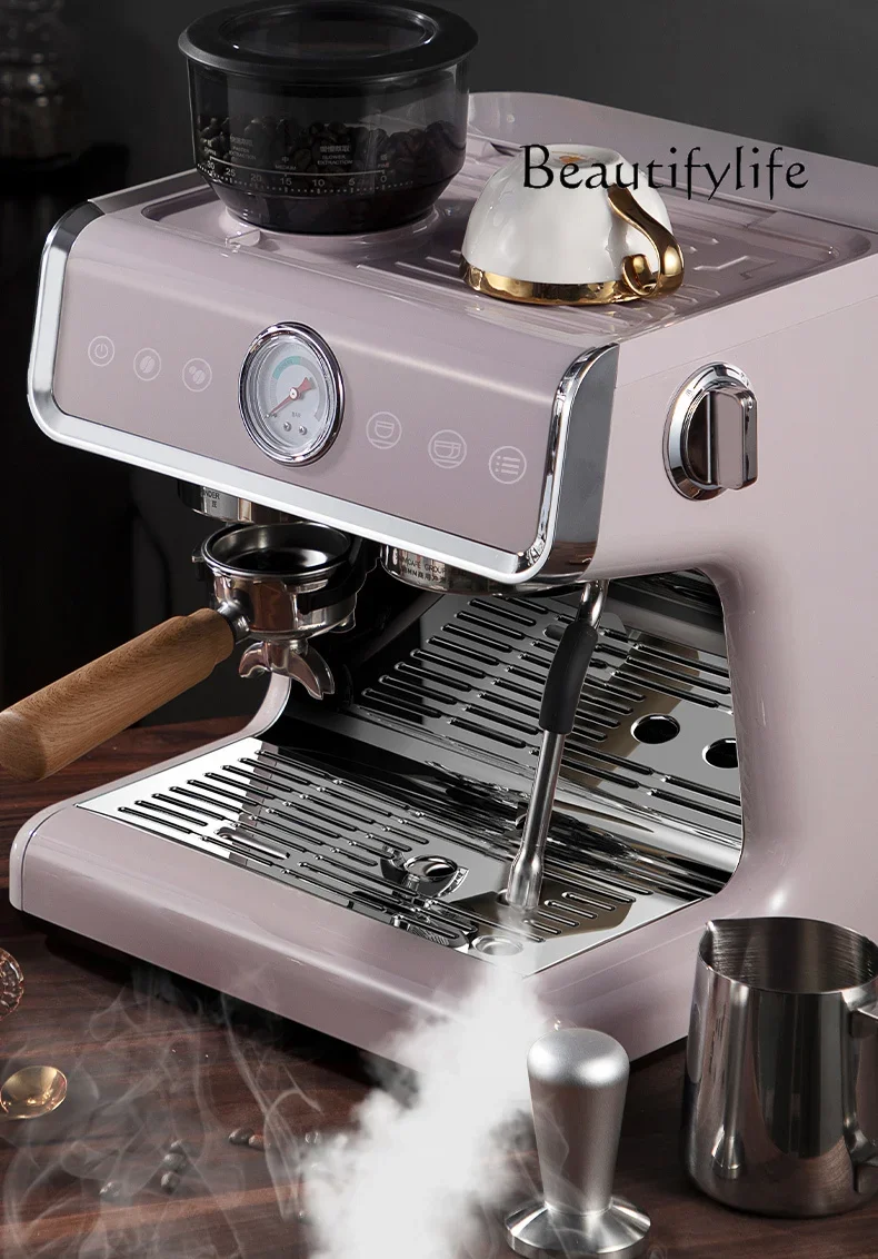 Italian semi-automatic coffee machine household small milk foam machine grinding integrated