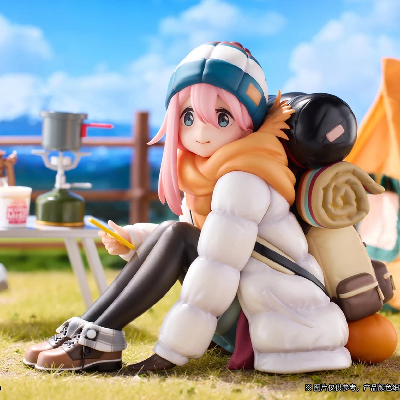 Genuine Original RIBOSE Laid-Back Camp Kakamigahara Nadeshiko PVC 14CM Anime Action Figure Collectible Model Dolls Ornament Gift