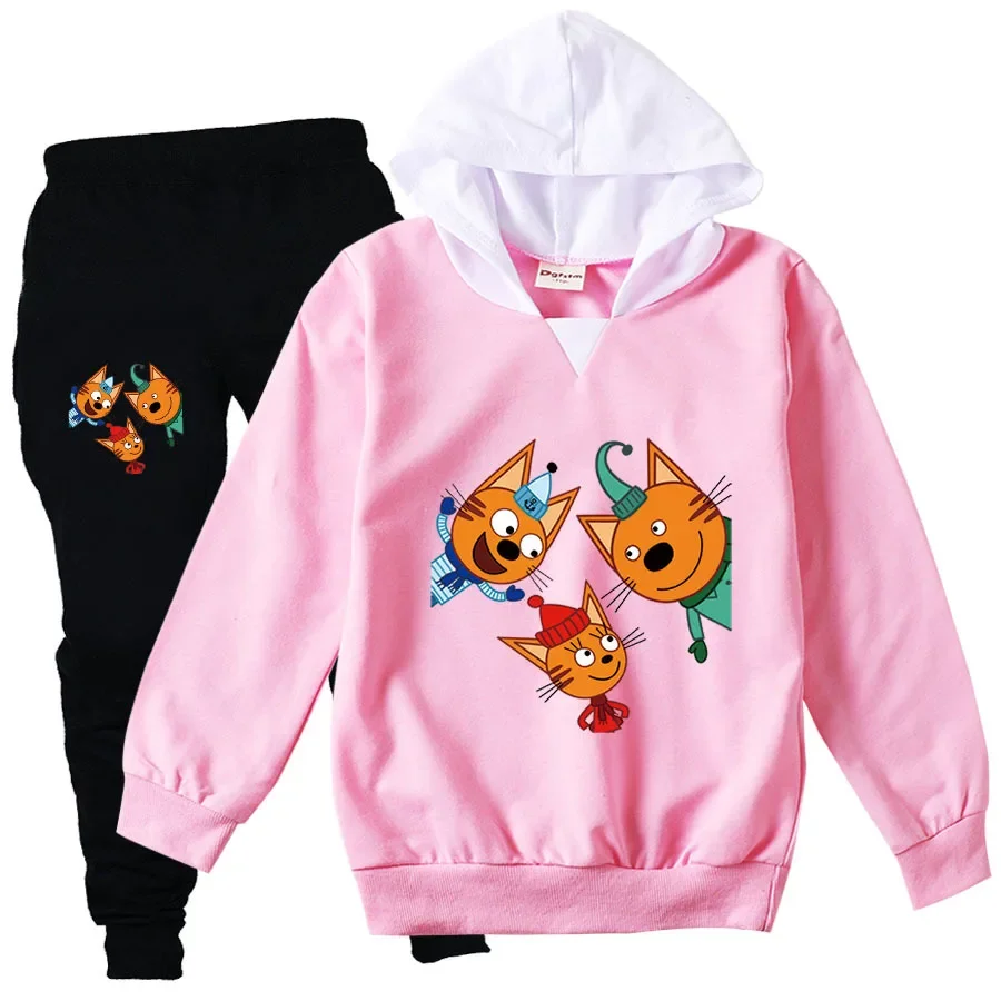 

Kid-e-cats Clothes Kids Russian Три Кота My Family Three Happy Kitten Hoodie Toddler Girls Outfits Children's Sets Boys Clothing