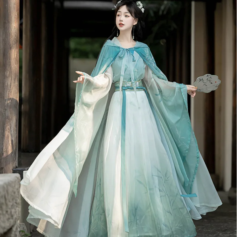 2026 new Song Dynasty Hanfu Women's Chinese Style Cross Collar Green Robe Skirt Super Immortal And Elegant Daily Ancient Costume view 2