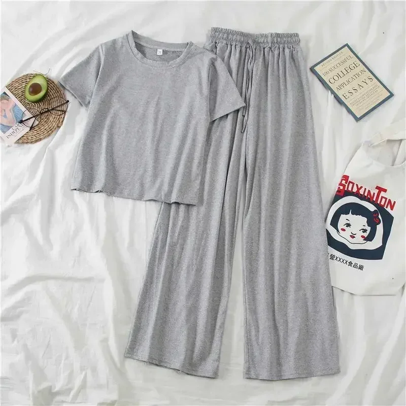 

Plain Sailor Women Sleepwear Nightsuit Home Sets Nightie Suit Pajama Fanceey Moon Cotton Casual Clothes Pieces Women's 2 Loose