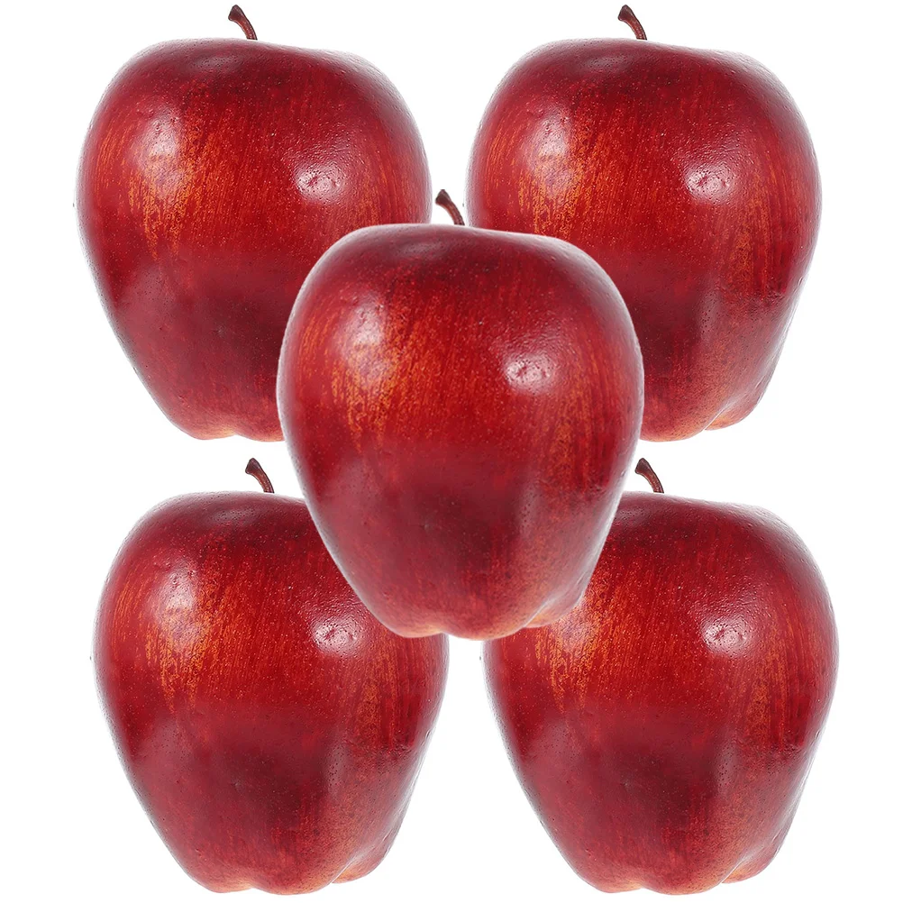 

5 Pcs Fruit Simulation Red Snake Model Kitchen Photography Decoration Fake Home Apples Delicious