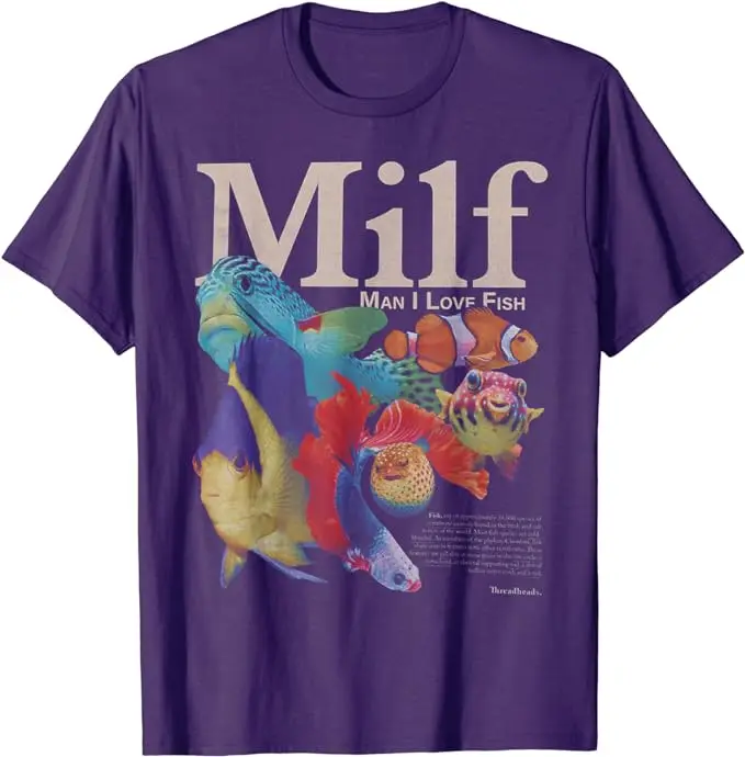 Camiseta MILF para hombre I Love Fish, camisa gráfica para amantes de la pesca, trajes de pescador divertidos, blusas de manga corta a la moda,