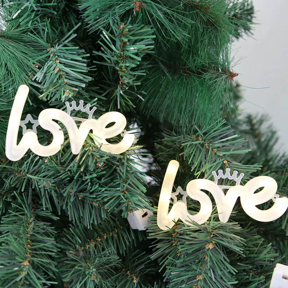 

2pcs Love Shaped Led Light Pet Material Decorative Lamp For Bedroom Wedding Party Night Light Bar Scene Layout Prop