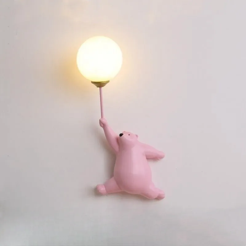 Blue pink bear Wall Lamp LED children lamp boy's gift Bedroom wall fixture Modern Mini LED indoor Lighting kid glass Wall Lamps