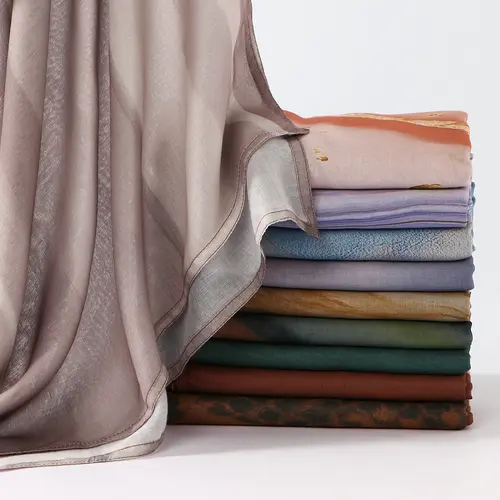 Women's Printed Modal Rayon Hijab Scarf Muslim Watercolor Hijabs Digital Printing Shawls Islam Turban Ramadan Headscarf Scarves - Image 3