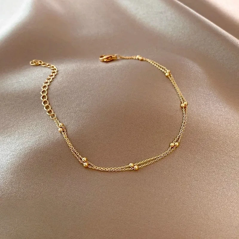 Vintage Gold Plated Small Ball Bracelet for Women Adjustable Link Bracelets Women Statement Chain Jewelry  Gifts