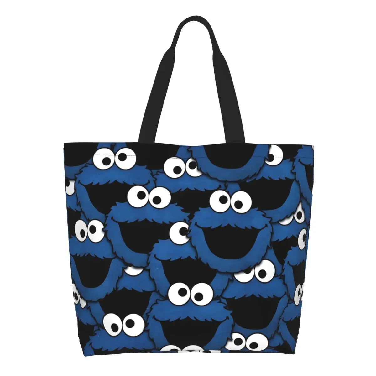

Многоразовая сумка Cookie Monster на заказ, женская холщовая сумка-тоут, моющаяся обучающая детская сумка-шоппер для телевизионных продуктов