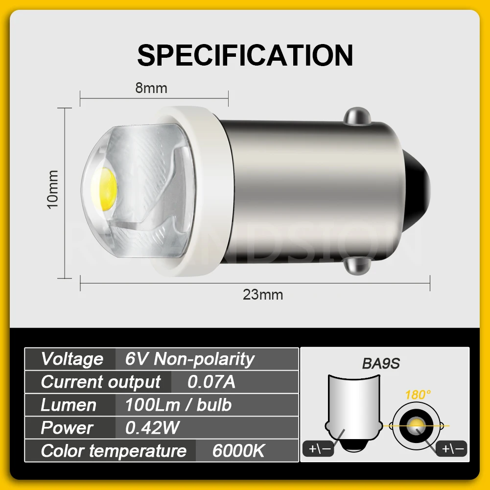 2 PCS 0.5W AC 6V 12V BAX9S H6W BA9S T4W BAY9S H21W Led Car Clearance Light Interior ParkTail Lamp Rear Fog Bulb Auto 3000K 6000K