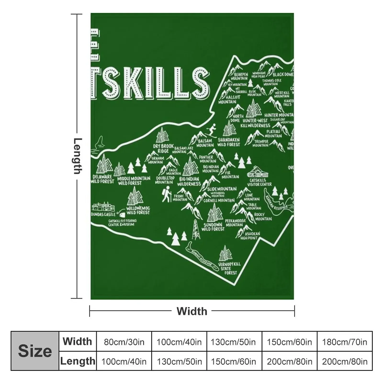 The Catskills Map Art Throw Blanket Kid'S Cute Plaid Soft Plaid Luxury Brand Blankets