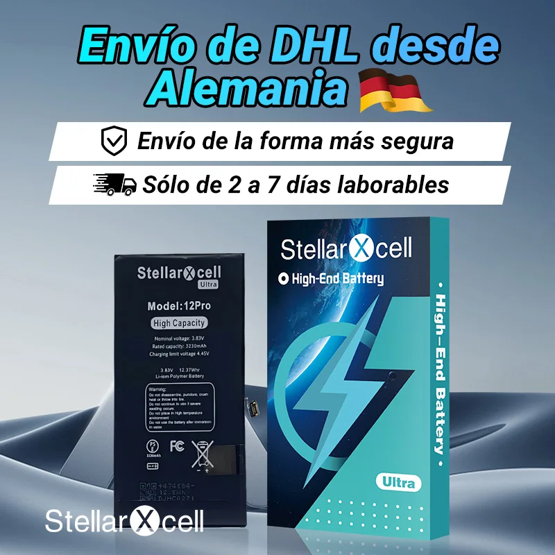 Batería StellarXcell Ultra para iPhone, enviada desde Alemania, para iPhone 7 8 X XR XS XSMAX 11 12 13 14 15 Mini Plus Pro Promax Batería de alta capacidad Batería de alta calidad Batería de repuesto para iPhone con herramientas gratis, 0 ciclos, muestra 100% salud 2