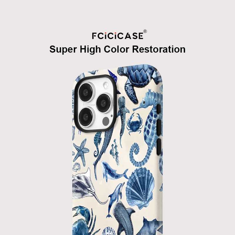 Fcicicase Matte Phone Case for iPhone 17 16 15 Pro Max 14 Plus 12 13 11 Air For Magsafe 2 in 1 Magnetic Shark Sea Animals Cover - view 4