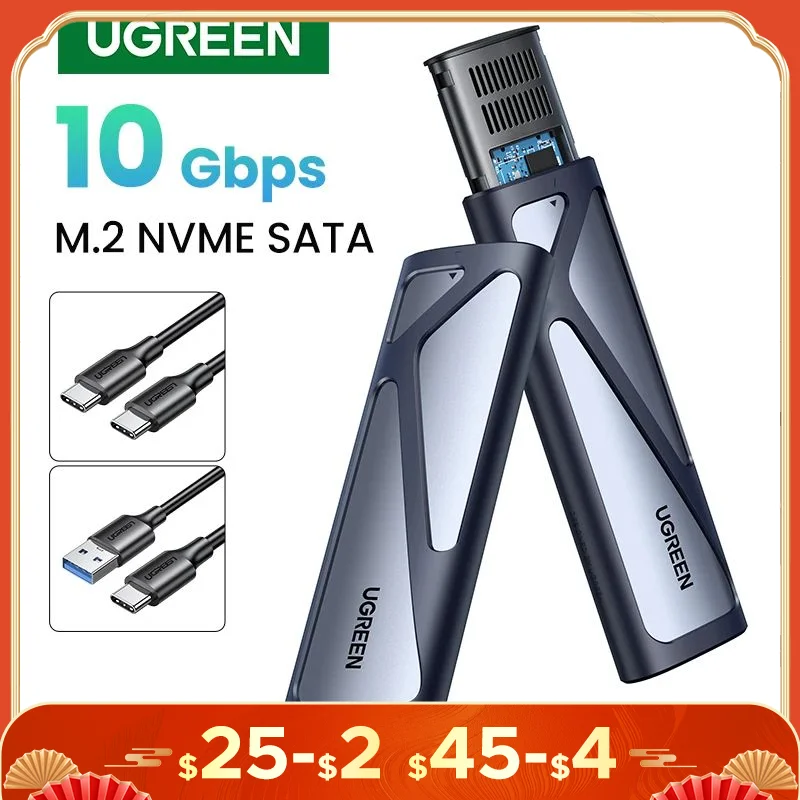 Ugreen-Obudowa dysku M.2 SSD z USB typ C 3.1, adapter z protokołem NVME PCIE i NGFF SATA, klucz M/B