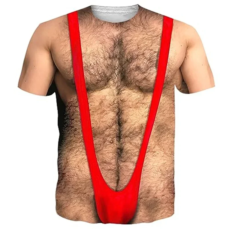 Muscle 3D Print Sports Quick-dry Breathable Men T-shirt Outdoor Street Casual Fashion Loose Fun Cosplay Short-sleeve Clothes Top view 3