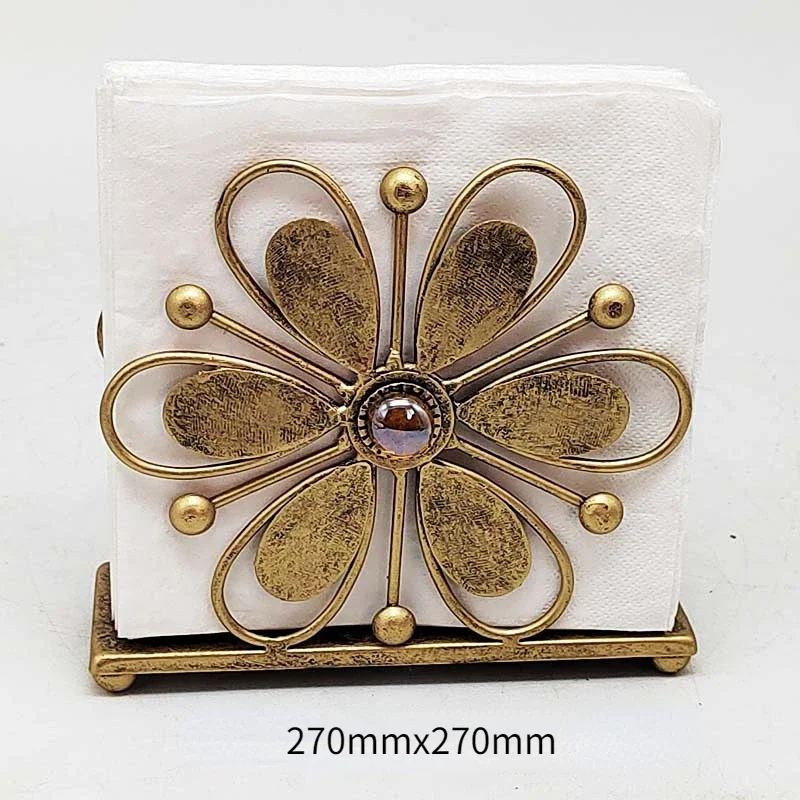 النمط الأوروبي الحديد المطاوع Floret حامل المناشف الورقية المطبخ مطعم المنزل سطح المكتب منديل تخزين الحلي الزخرفية #4