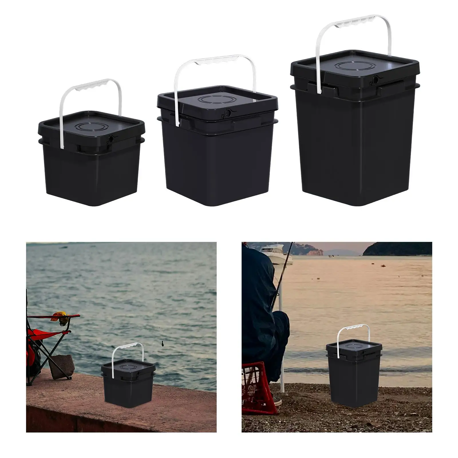 

Square Bucket Food Grade Versatile with Lid Heavy Duty Food Storage Pail Paint Bucket for Kitchen Paint Water Fishing Camping