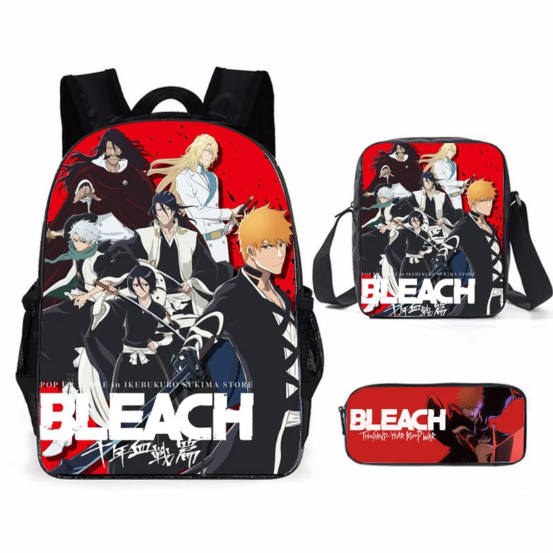 Sac à dos de voyage Anime pour enfants, sac à crayons, sac à dos cosplay, ensemble de 3 pièces, BLEAménagement, SR, sacs d'école pour adolescents, garçon