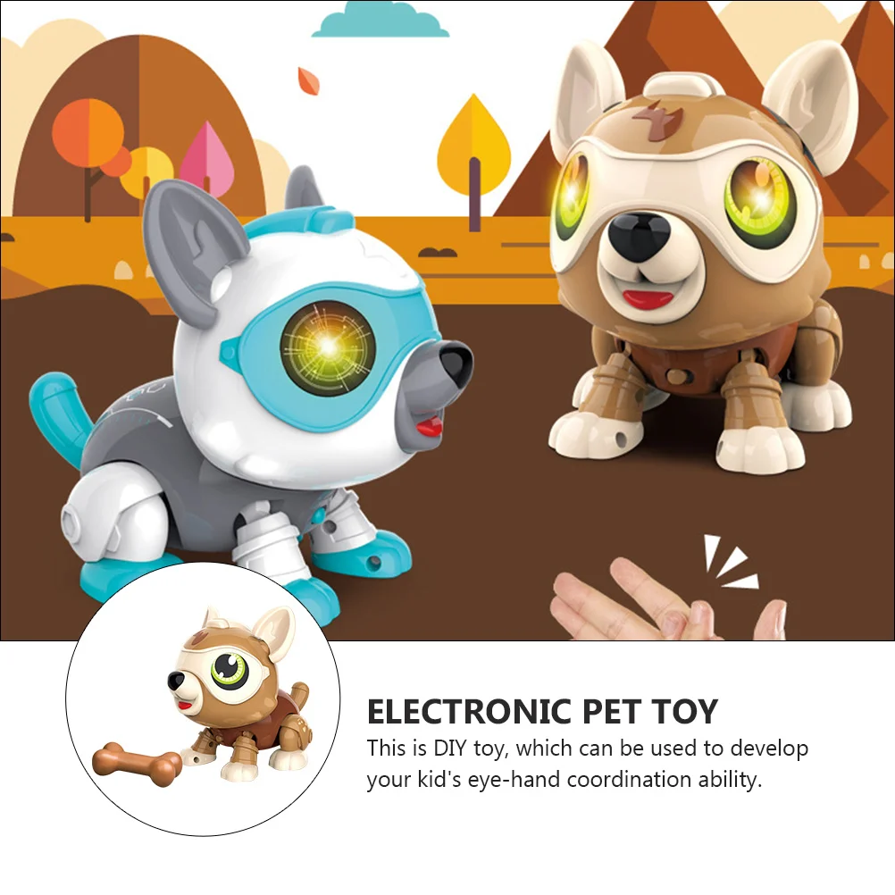 Robô cão brinquedo andando brinquedos educativos das crianças criança controle de voz abs elétrico diy