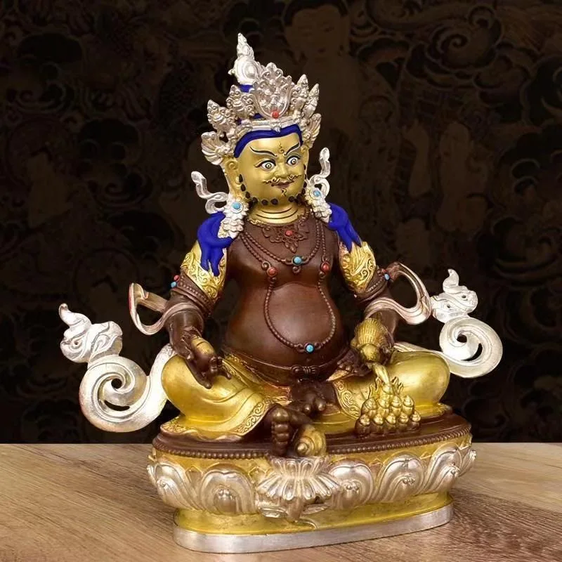 Nepal 5A High grade Good Buddha statue HOME Altar safety Yellow Jambhala fortune god Gold-plated bronze