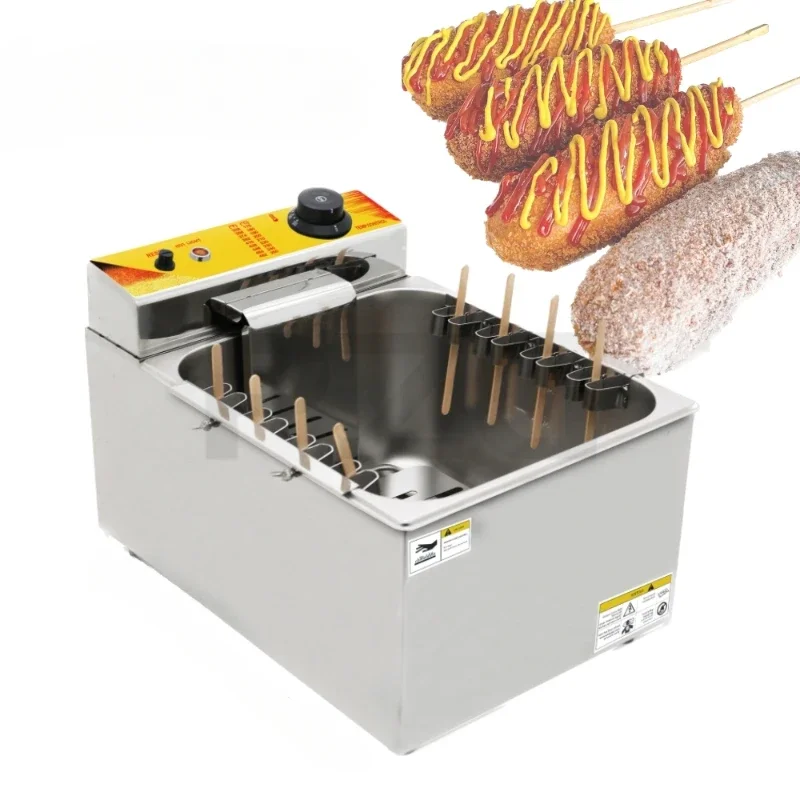 12L Electric Commercial Cheese Hot Dog Fried Stick Crispy Snack Making Machine Deep Fryer Furnace Oven