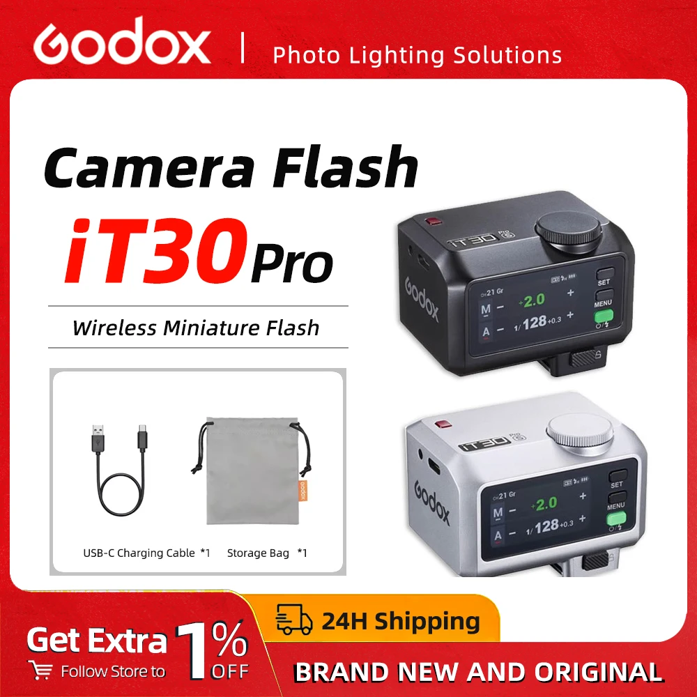 Godox IT30PRO Silver Mini Camera Flash TTL HSS 1/8000s IT30 PRO Wireless Pocket Flash Speedlite for Sony Canon Nikon Fujifilm