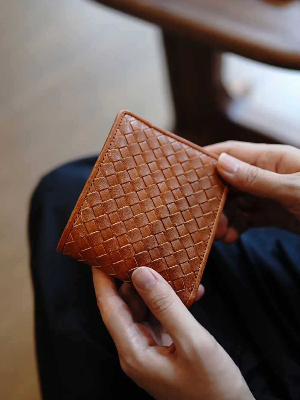 vintage‑braided-cowhide-short‑style-wallet-with-large‑capacity-and-multiple-card-slots-genuine‑leather-billfold-birthday-gift