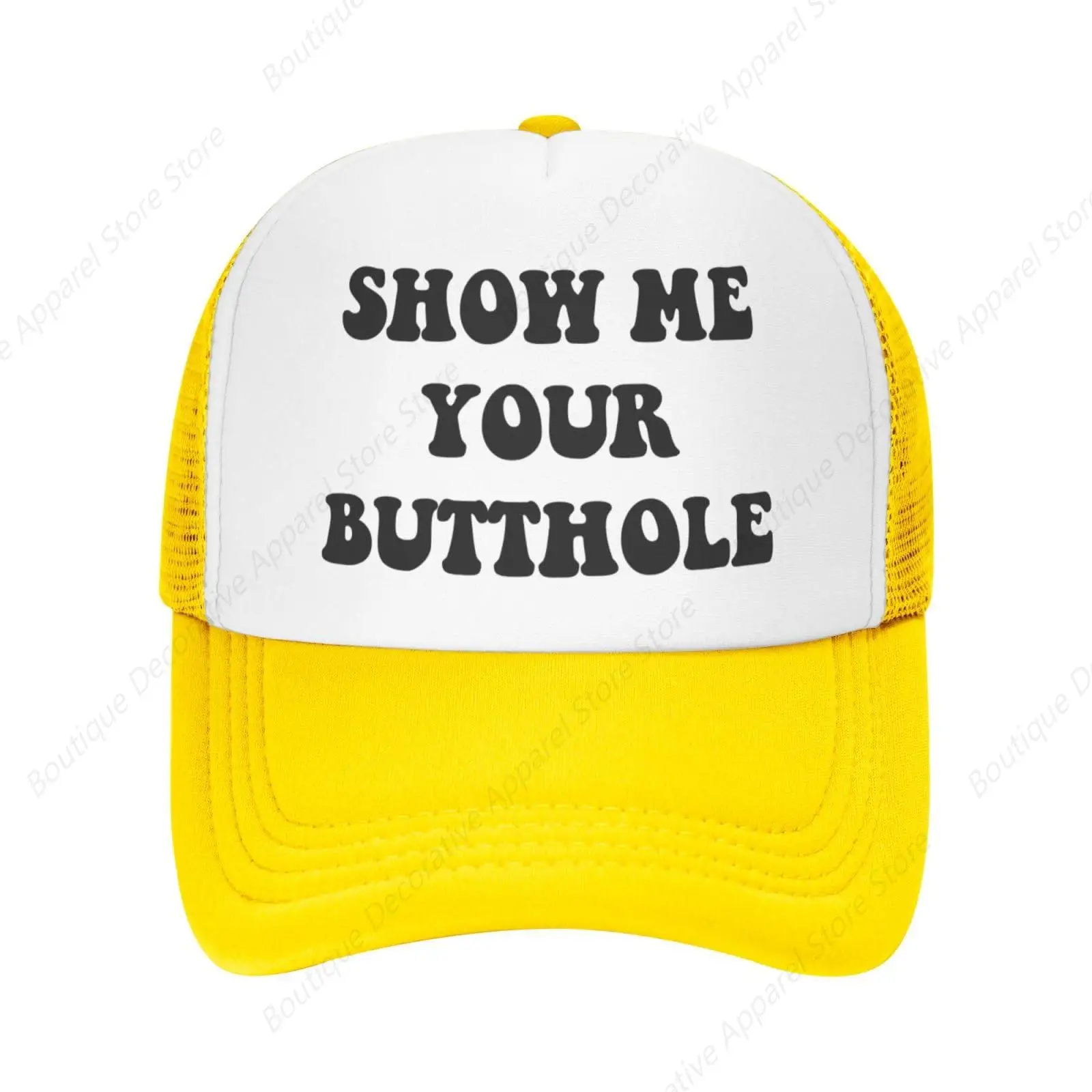 Funny Show Me Your Butthole Trucker Hats Funny Gag Baseball Hat for Girls Humor Gift Menke Adjustable Orange