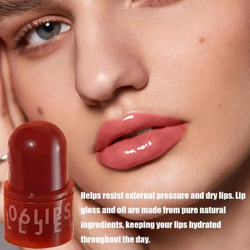 Brillo de labios Nude hidratante, lápiz labial de gelatina, espejo hidratante, luz de agua, brillo de labios sólido, té de vidrio, rojo, marrón