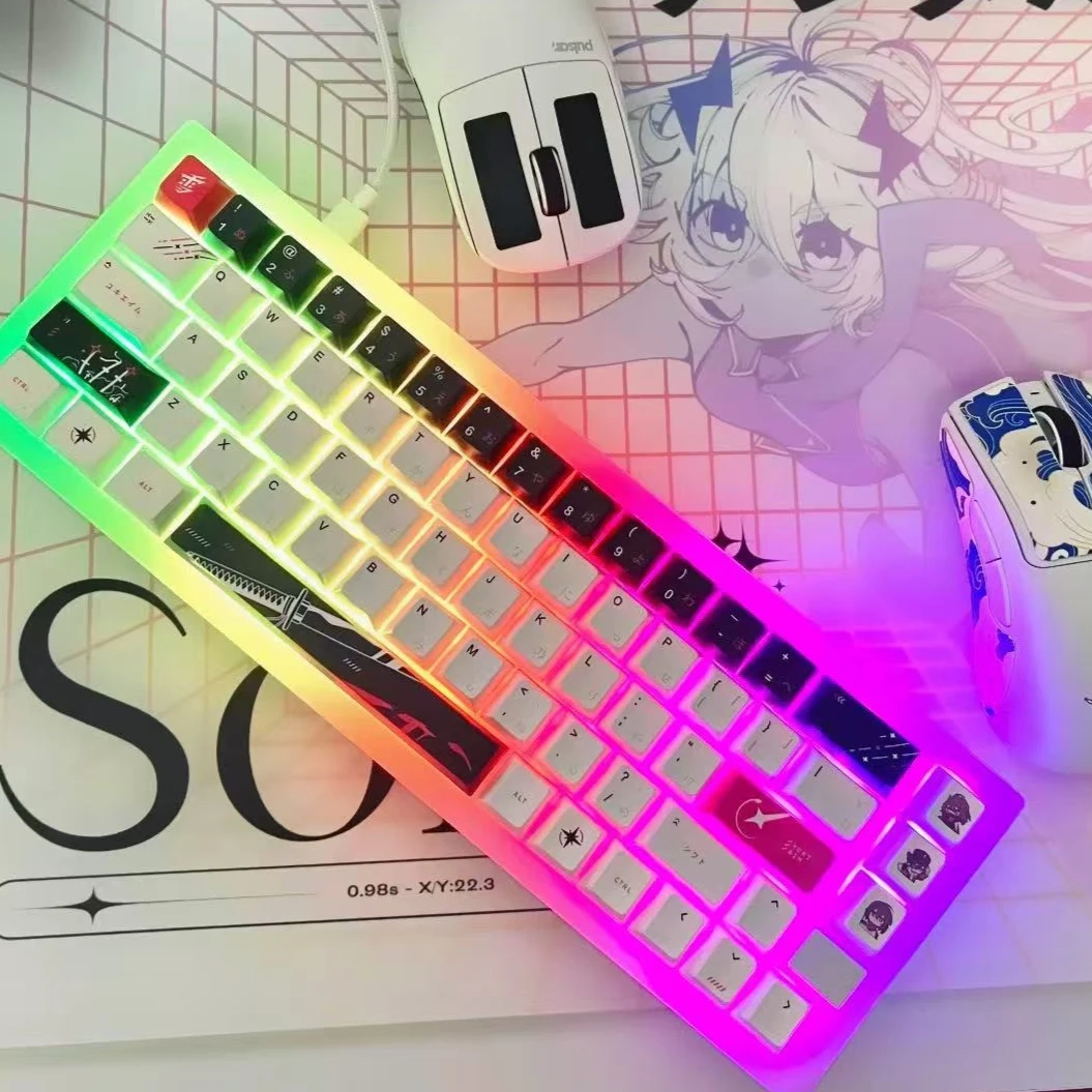Yuki Aim Keycaps 5 Sides Dye Sublimation PBT Keycaps Japanese Layout Anime Keycap Cherry Profile for Cherry MX Switch Keyboard