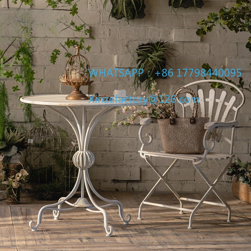 Customizable French Afternoon Tea Table and Chair Combination Retro Old Garden Outdoor Courtyard Wrought Iron Balcony Internet