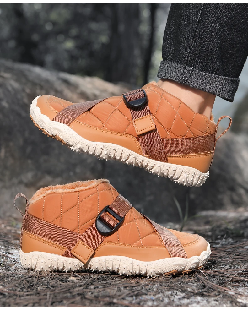 Winterstiefel für Damen und Herren, wasserabweisend, gesteppt, knöchelhoch, mit weichem, warmem Innenfutter, rutschfester Gummisohle, ideal zum Wandern und Spazierengehen. – Detail 9