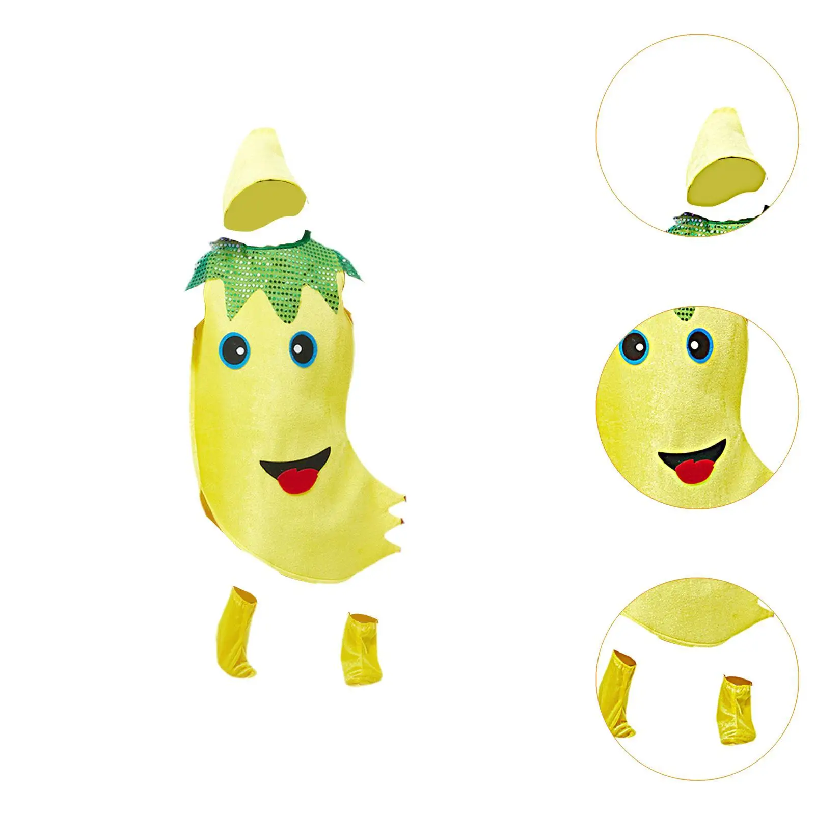 Costume da frutta per banane di Halloween per bambini, vestito in velluto, bomboniera, giochi di ruolo, oggetti di scena di carnevale, forniture decorative per mascherata