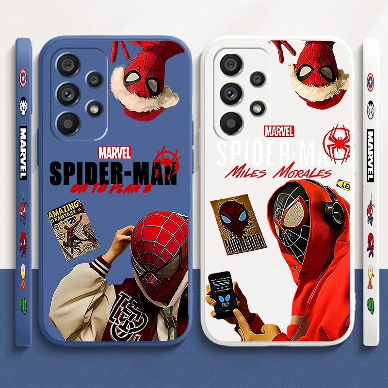 Hero Marvel Spider Man Liquid Left Rope For Samsung A53 A52 A55 A32 A51 A71 A21S A13 A73 A55 A72 A23 A35 A05 5G TPU Phone Case