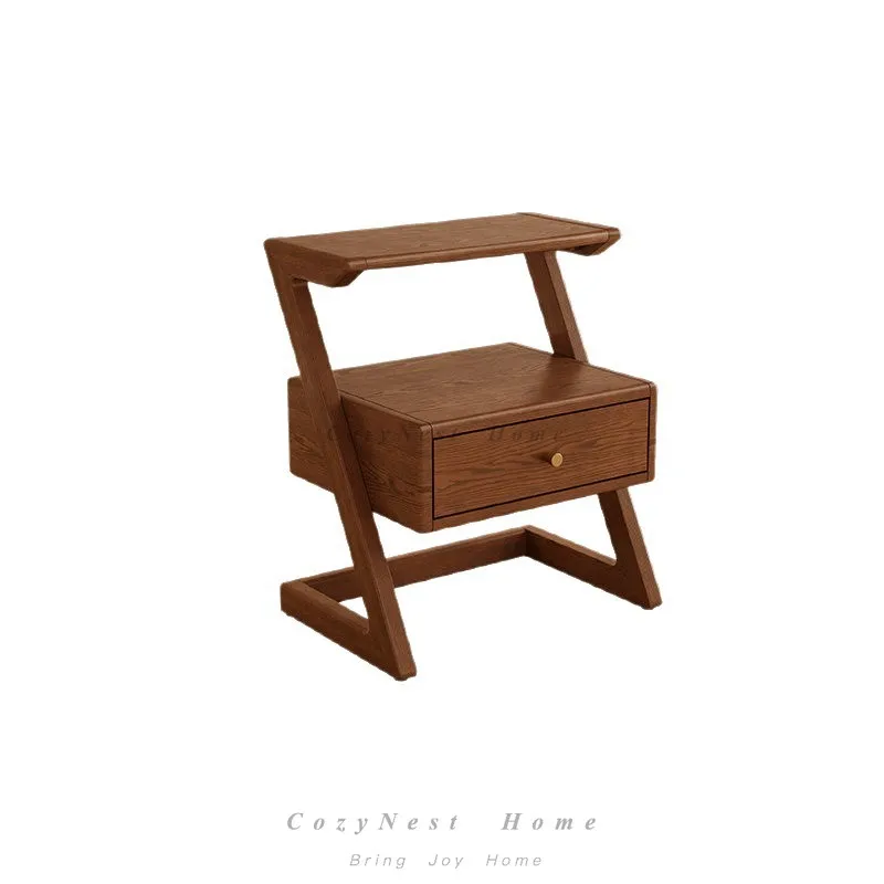 For bedside cabinets solid wood bedroom home shelves Z-type niche design sense creative sofa edge few