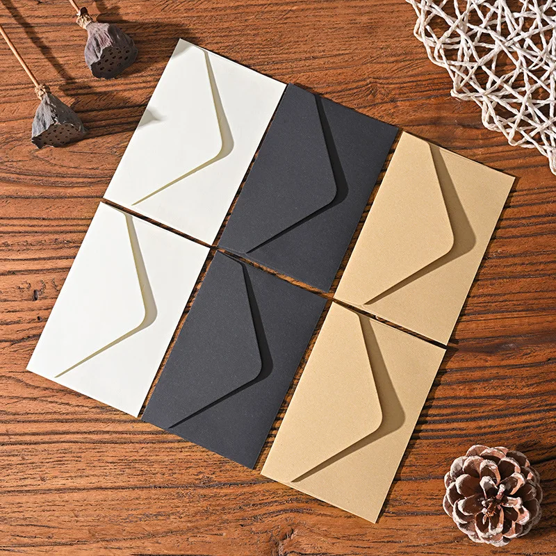 50pcs 10.5x7cm Envelopes for Wedding High-grade 120g Kraft Paper Invitation Small Business Stationery Supplies Storage Bag