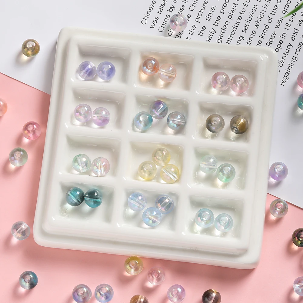

4/6/8mm Glass AB Color Transparent Round Beads Loose Spacer Beads for Jewelry Making DIY Bracelet Necklace Accessories