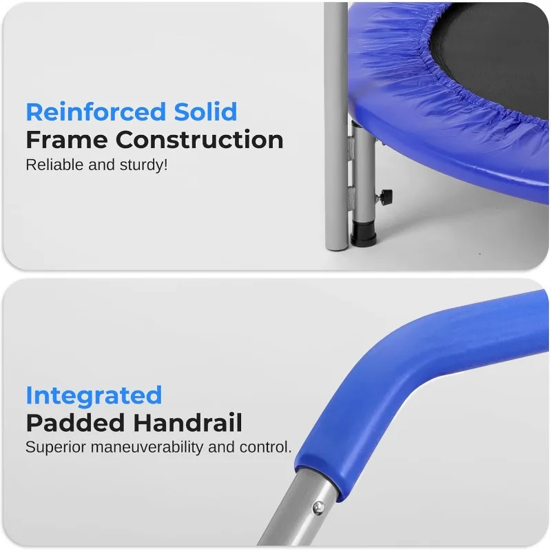 Life 36/40" Foldable Mini Trampoline - Compact Fitness Trampoline for Kids Adults, Exercise Rebounder with Foam Handle, In