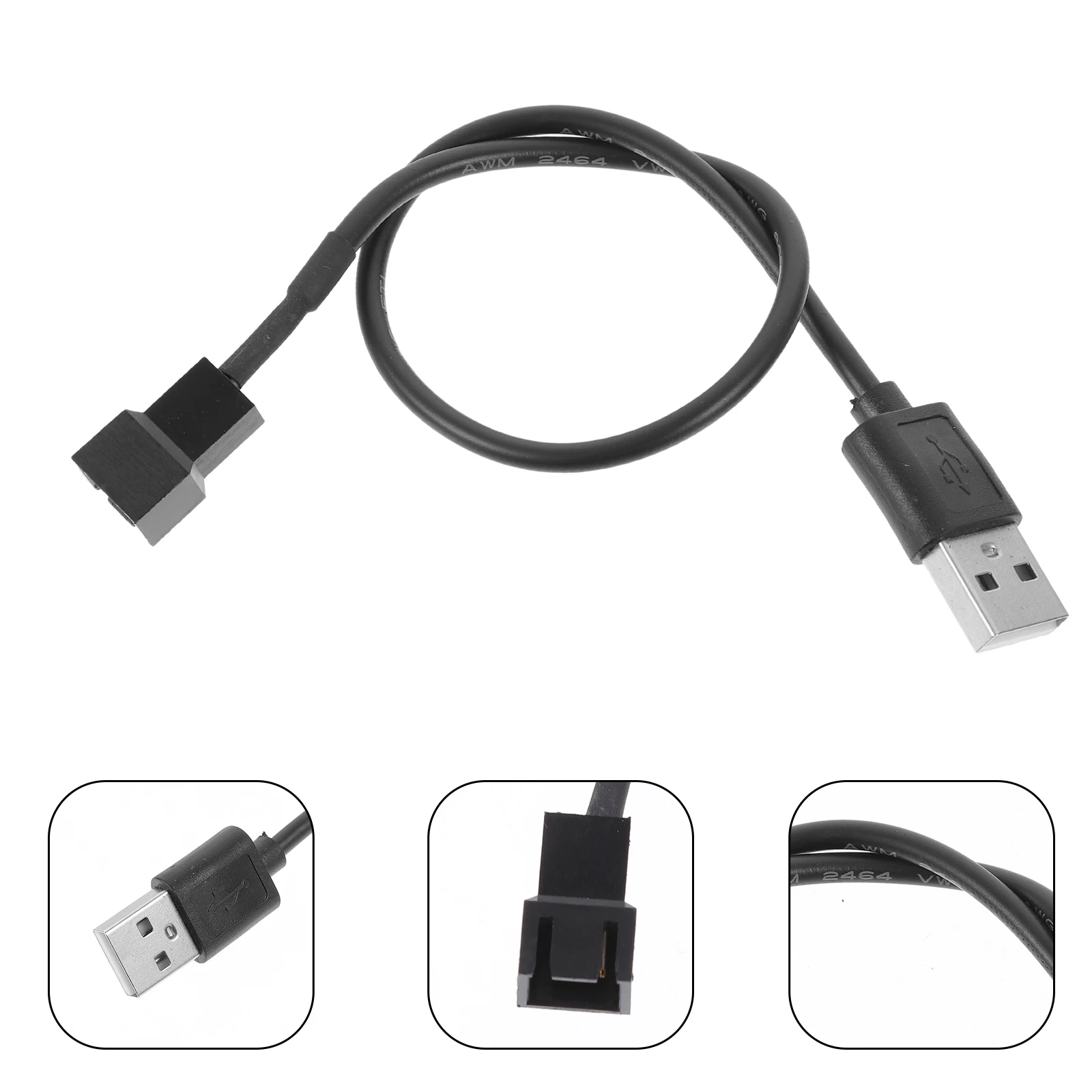 

5pcs USB Adapter Cable 30cm for PC Laptop Desk Copper 3-Pin Fan Cable Pc Fan Adapter Material Stable Transmission