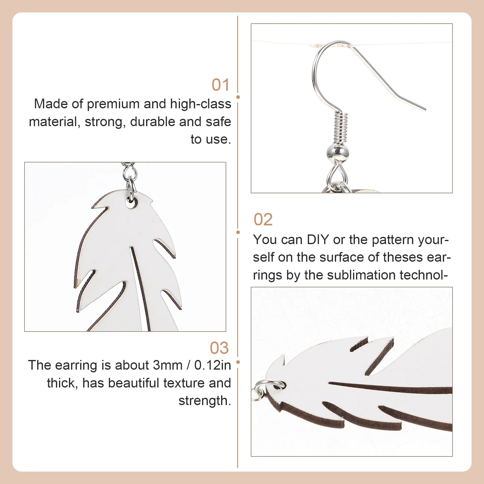 20Sets Sublimation Earrings Unique Shape Design Heat Printing Pendant Craft Accessories for DIY Projects Sublimation Earrings