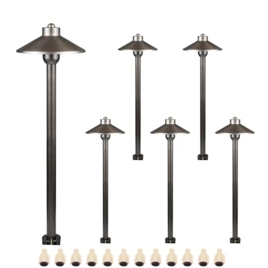 

Solid Brass Low Voltage Landscape Lighting Pathway Lights 7 Shade 22 Tall with Replaceable 3W G4 LED Bulb 3000K AC/DC 12V and G